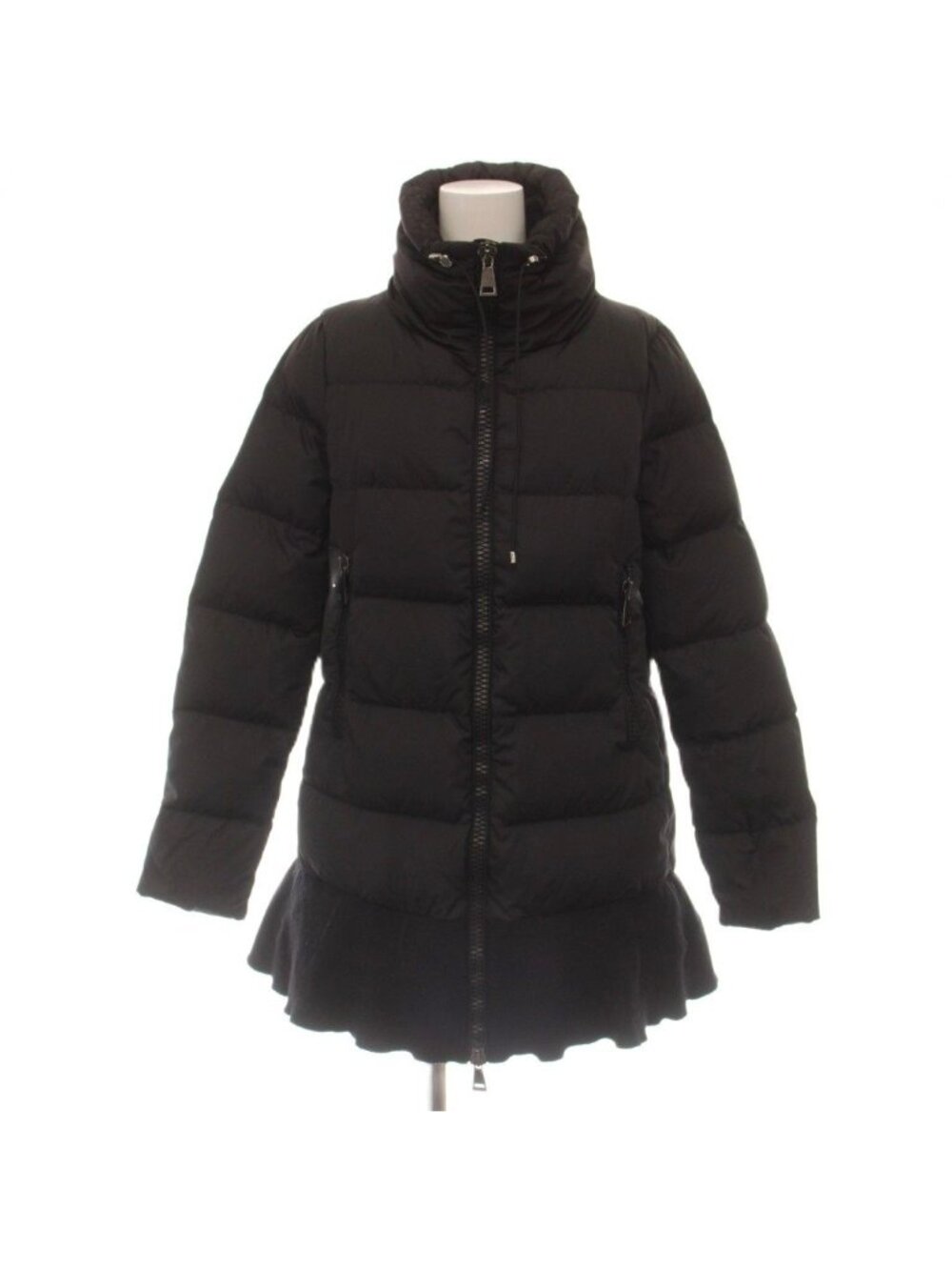 Moncler Viburnum Ruffle Down Coat Outer Zip Up Black 00